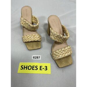 Womans Stktkmx Slipon Slide Sandals Size 9.5 Woven Square Open Toe Block Heel